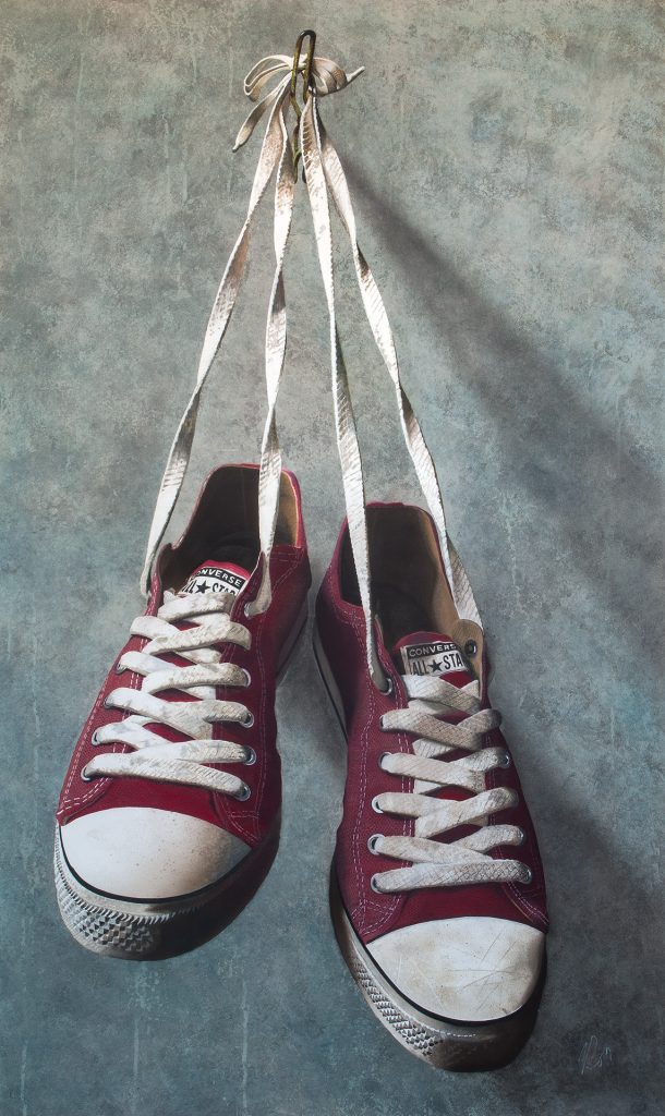 original painting of old sneakers